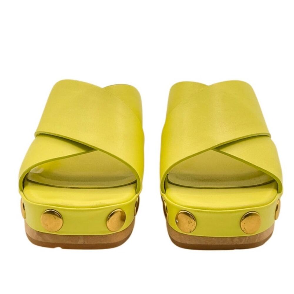 Charlotte Stone Amos Studded Platform Clog Sandals Chartreuse Yellow Size 7 - Picture 7 of 12